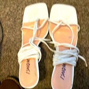 Tie up string heels white size 11 retail